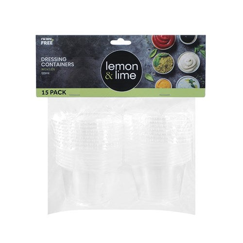 Dressing Containers W/lids 15pk 120ml