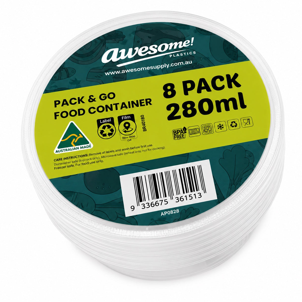 Round Food Container 280ml 8pk