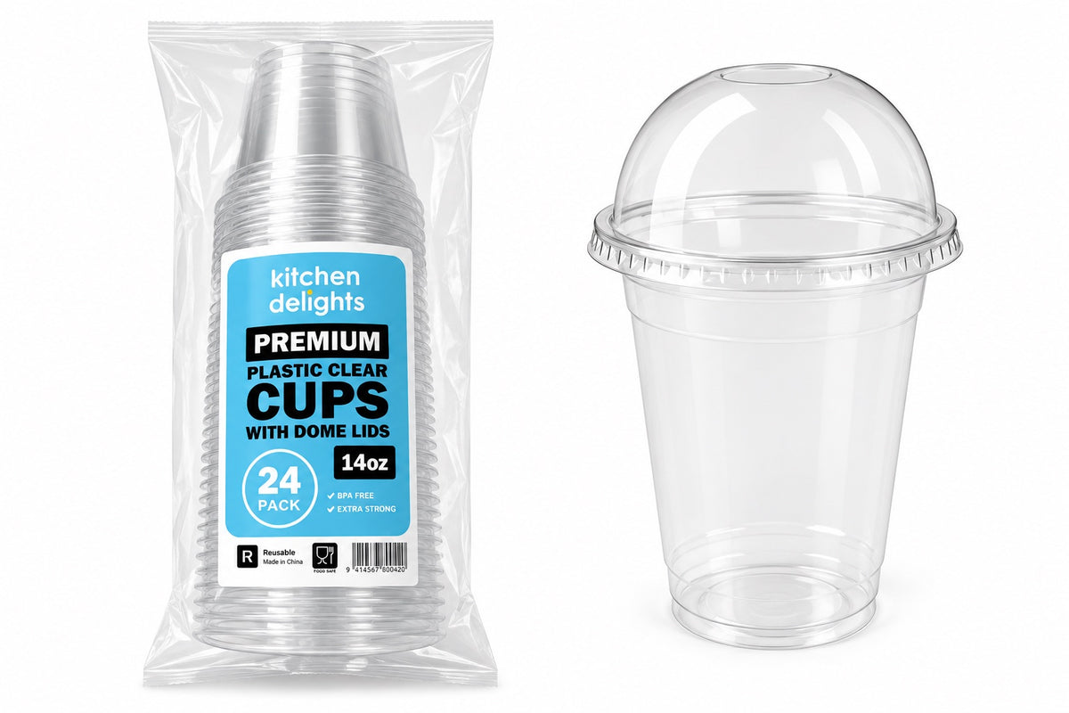 Premium Plastic Cup With Dome Lid 14oz 24pk