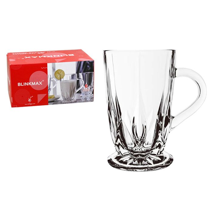 Glass Pedestal Mug 285ml 6pk