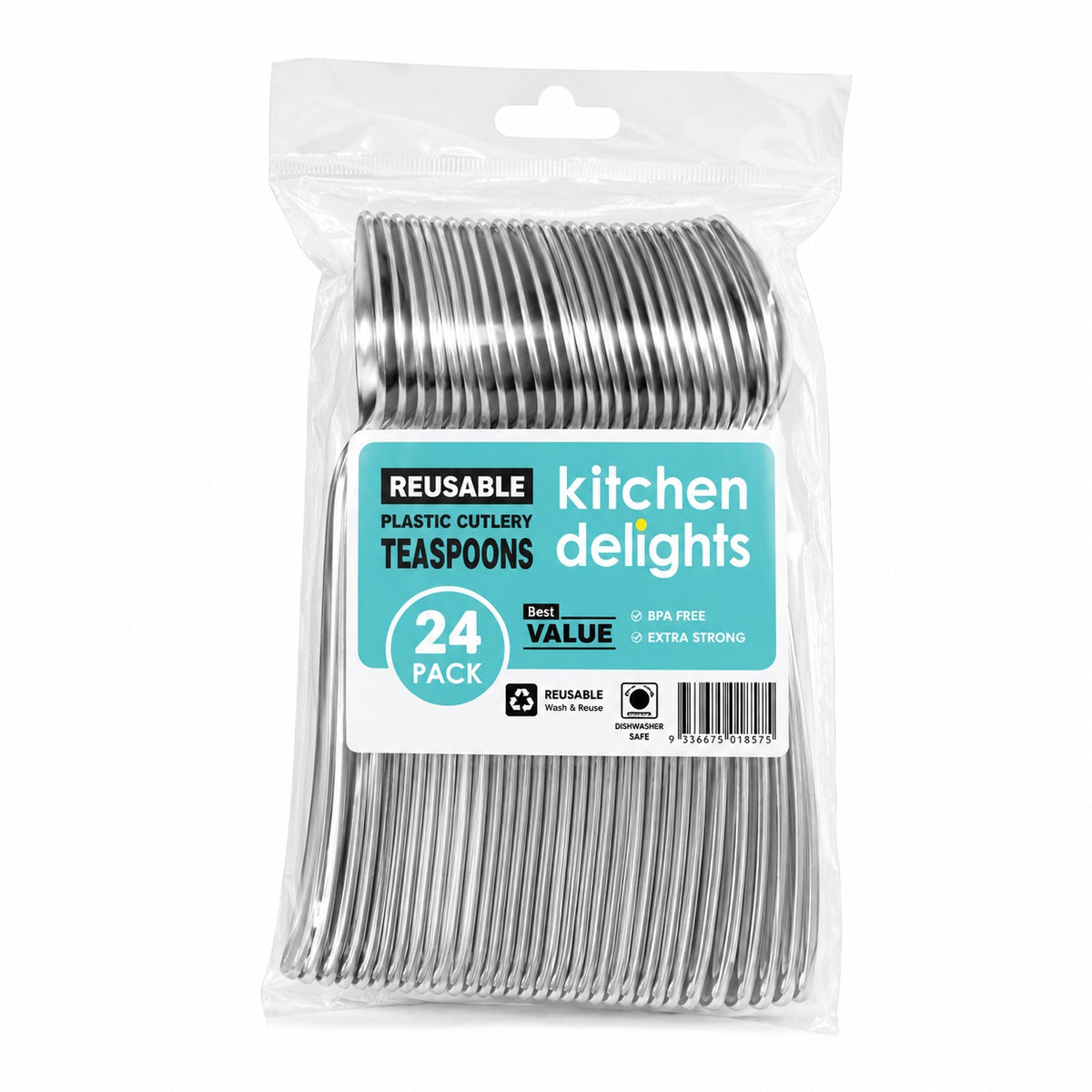 Reusable Plastic Teaspoon (silver) 24pk