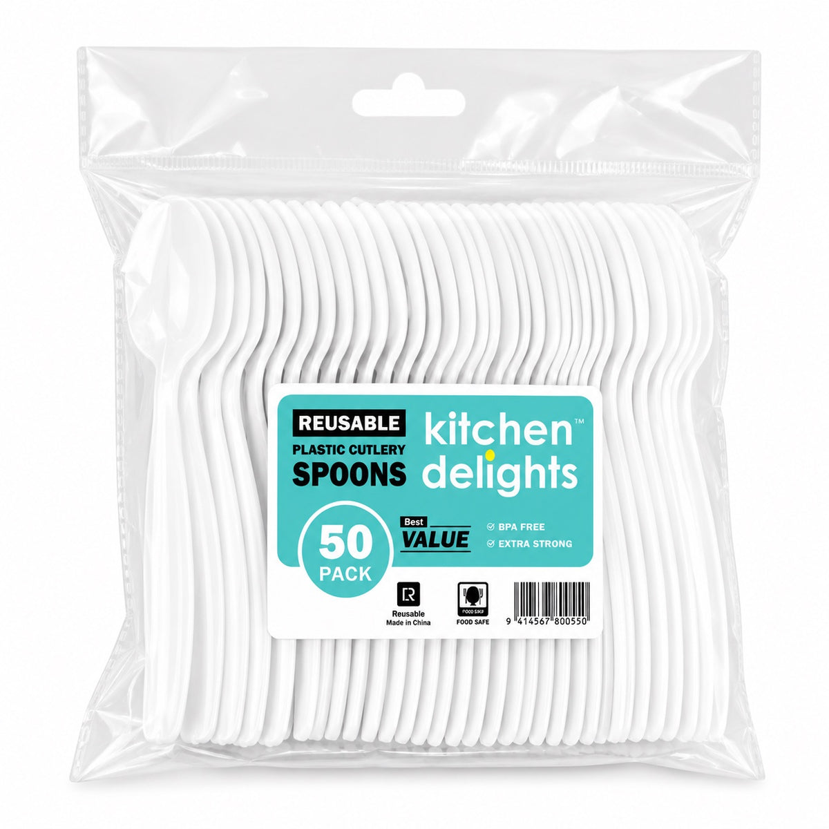 Reusable Plastic Spoon 50pk