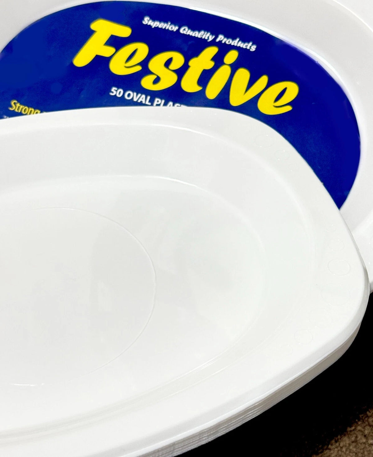 Plastic Oval Plate (White) 300mm X 210mm 50pc