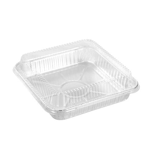 Foil Tray W/ Plastic Lid 4pk 22x22x4cm