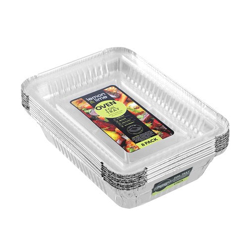Foil Tray W/ Plastic Lid 8pk 22x15.5x5cm
