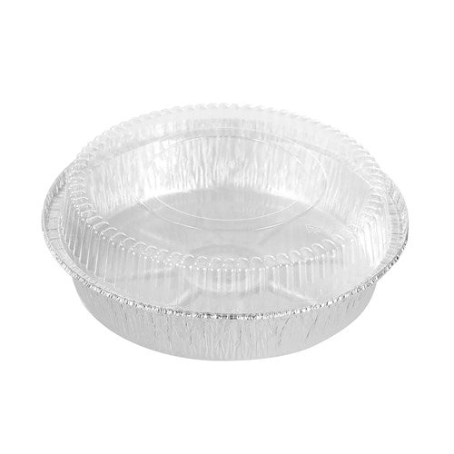 Foil Tray Round W/ Plastic Lid 8pk 23x23x4.5cm