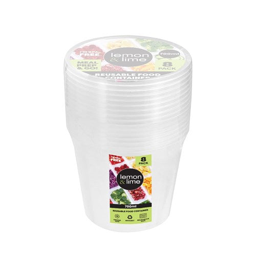REUSABLE FOOD CONTAINER RND 700ML 8PK