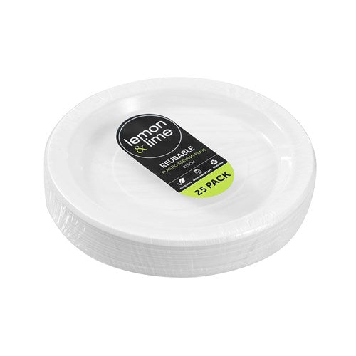 Reusable Plastic Serving Plate 22.5cm 25pk