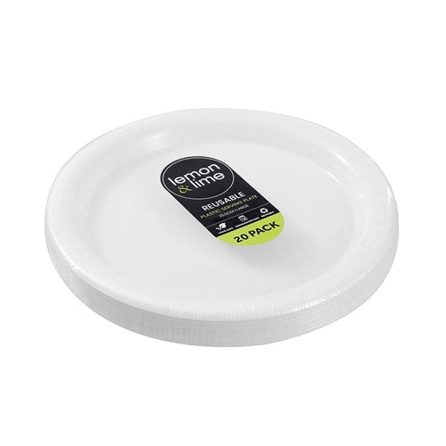 Reusable Plastic Lge Serving Plate 25.5cm 20pk