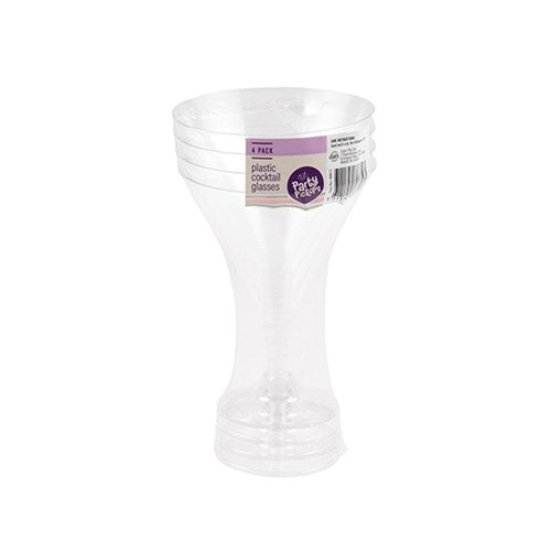 Glass Cocktail Clear Plastic Pk4