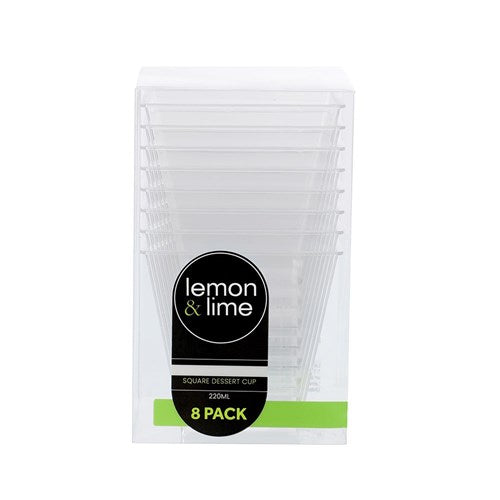 Mini Luxe Square Dessert Cup 8pk 220ml