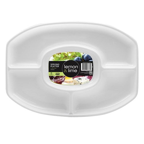 Serving Platter 4 Section Oval 46x33cm White