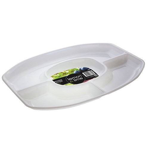 Serving Platter 4 Section Oval 46x33cm White