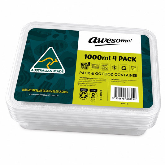Rect Food Container 1000ml 4pk