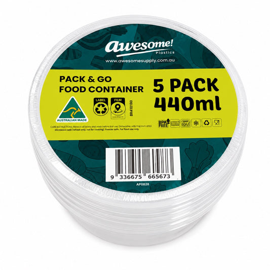 Round Food Container 440ml 5 Pk