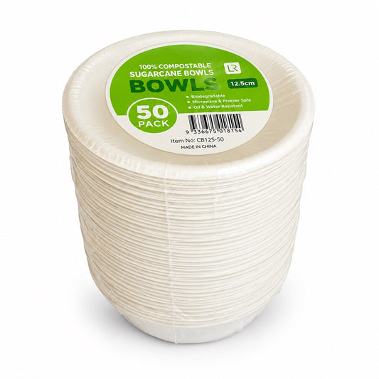 Eco Sugarcane Bowl White 12cm 50pk