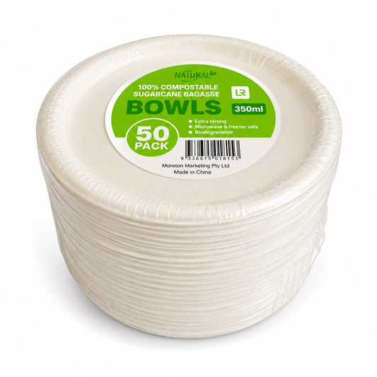 Eco Sugarcane Bowl White 350ml 50pk