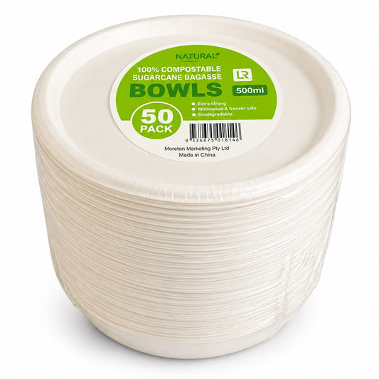 Eco Sugarcane Bowl White 500ml 50pk