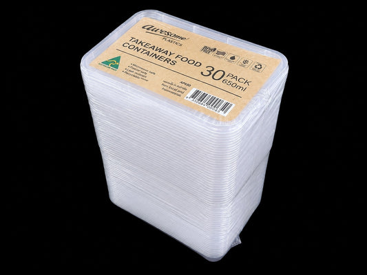 Reusable Food Container Rect 650ml 30pk