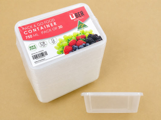 Reusable Food Container Rect 750ml 30pk