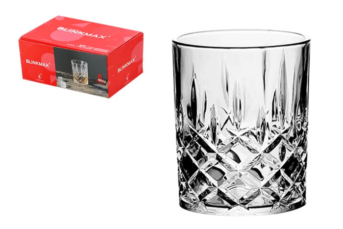 Diamond Cut Whiskey Tumbler 350ml 6pk