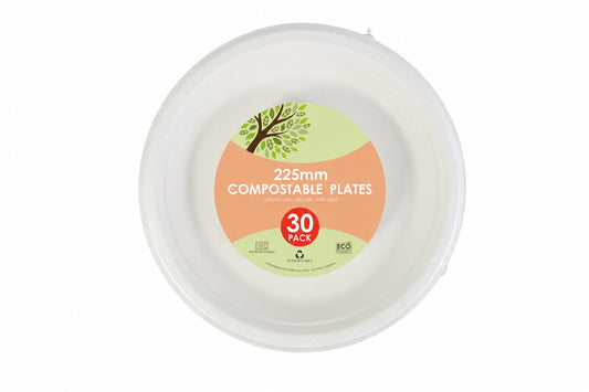 Eco Sugarcane Side Plate White 23 Cm 30pk