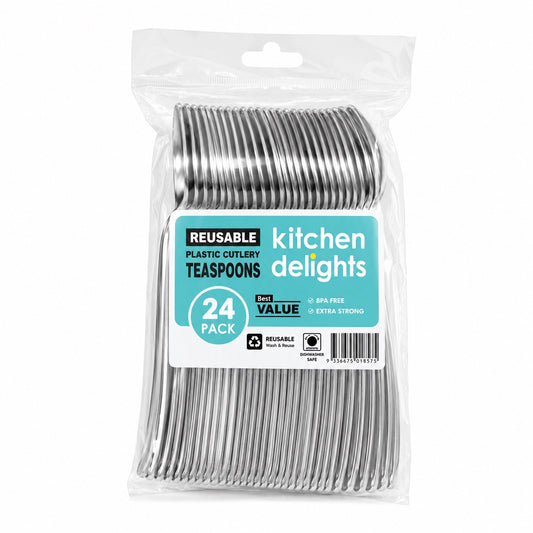 Reusable Plastic Teaspoon (silver) 24pk