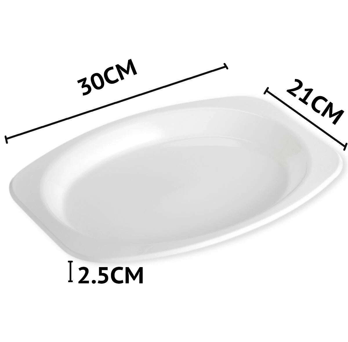 Plastic Oval Plate (White) 300mm X 210mm 50pc