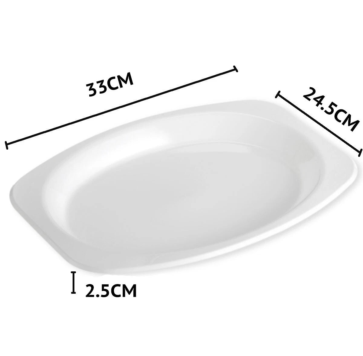 Plastic Oval Plate (White) 50pc 330mm X 245mm