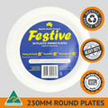 50pc 230mm White Plastic Dinner Plates Catering Microwaveable Recyclable