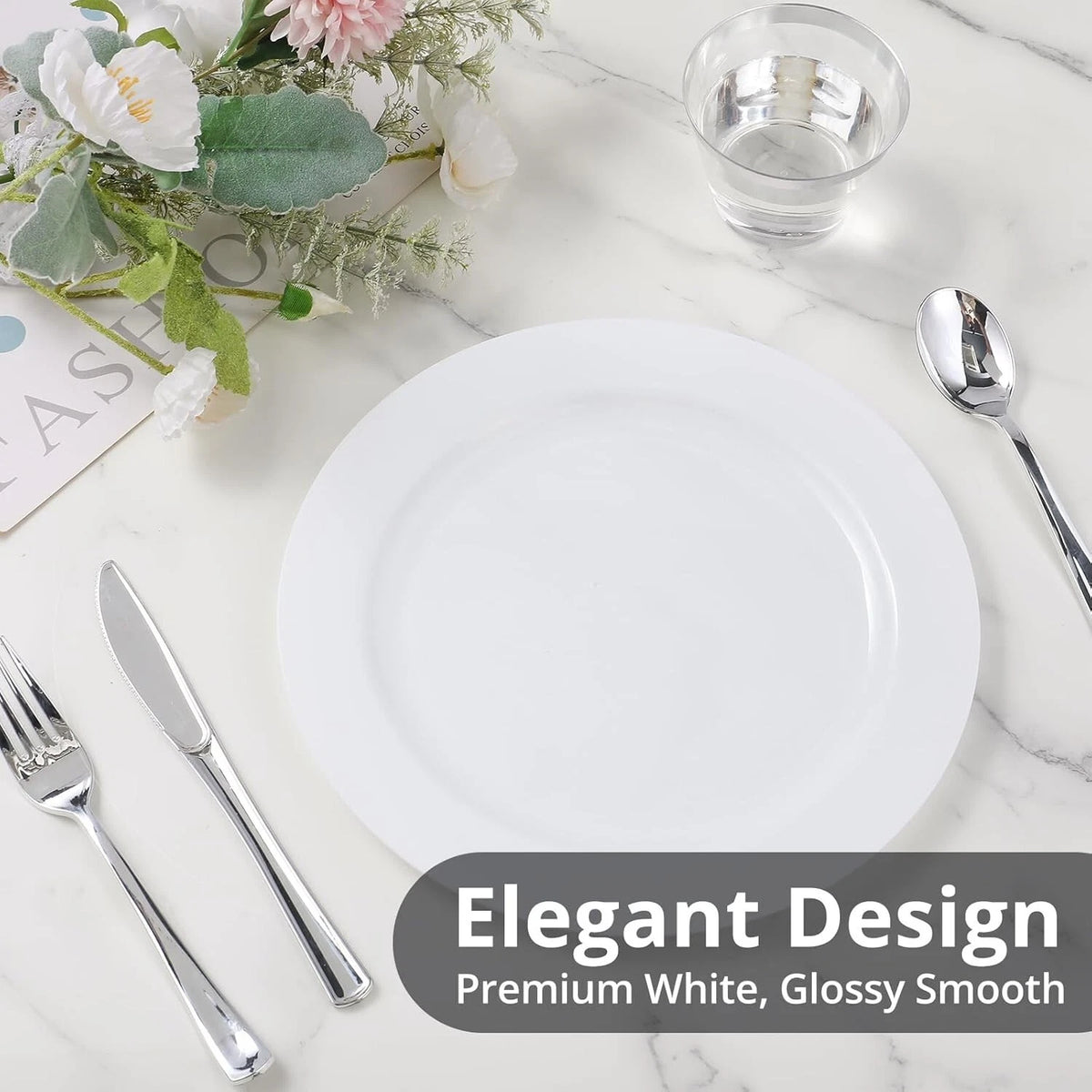 Plastic Dinner Plates (White) 230mm 50pc