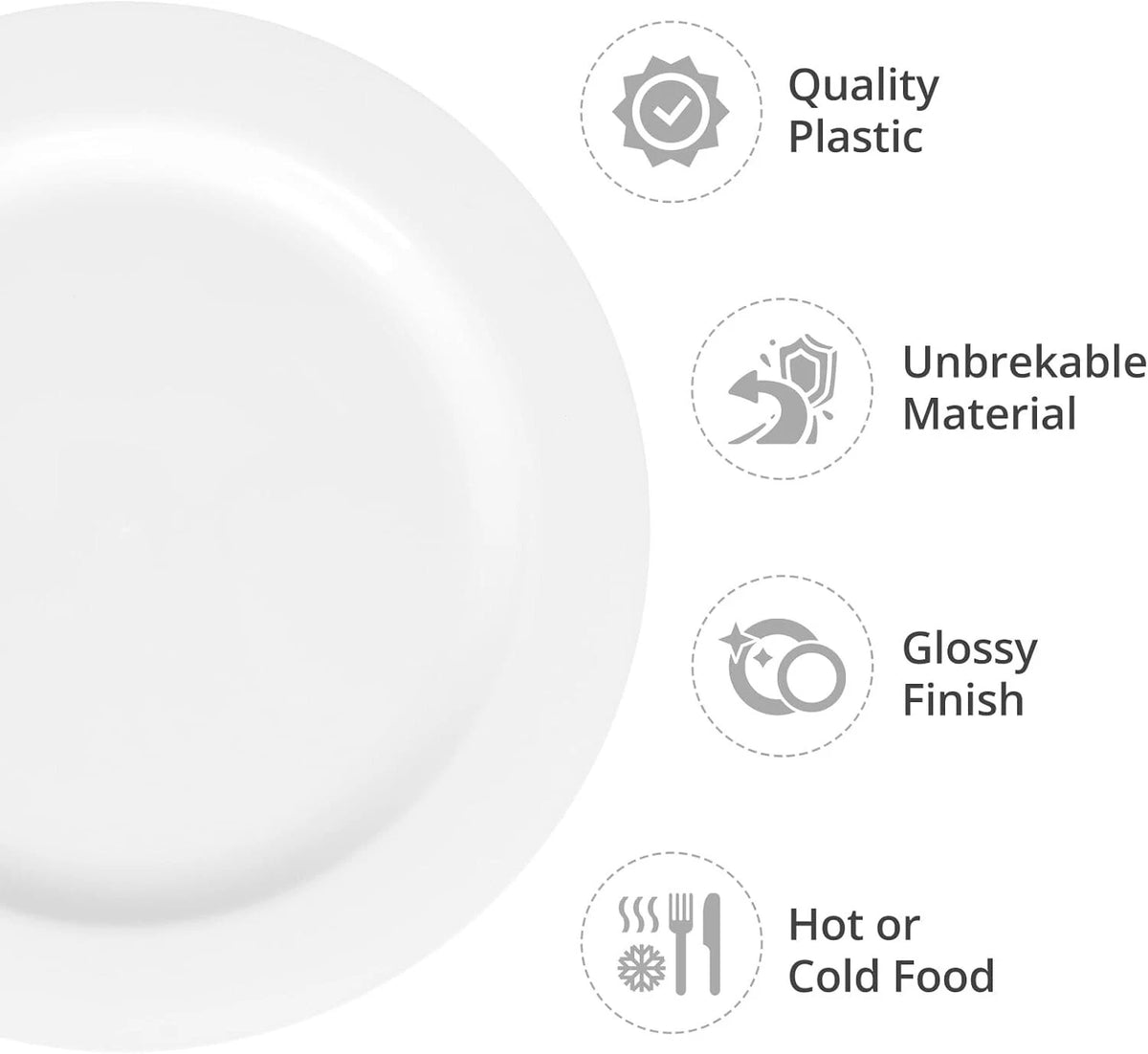 Plastic Dessert Plates (White) 180mm 50pc