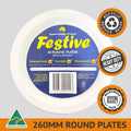 50pc 260mm White Plastic Dinner Plates Catering Microwaveable Recyclable