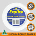50pc 180mm White Plastic Dessert Plates Catering Microwaveable Recyclable