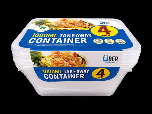 Reusable Food Container Rect 4pk 1000ml