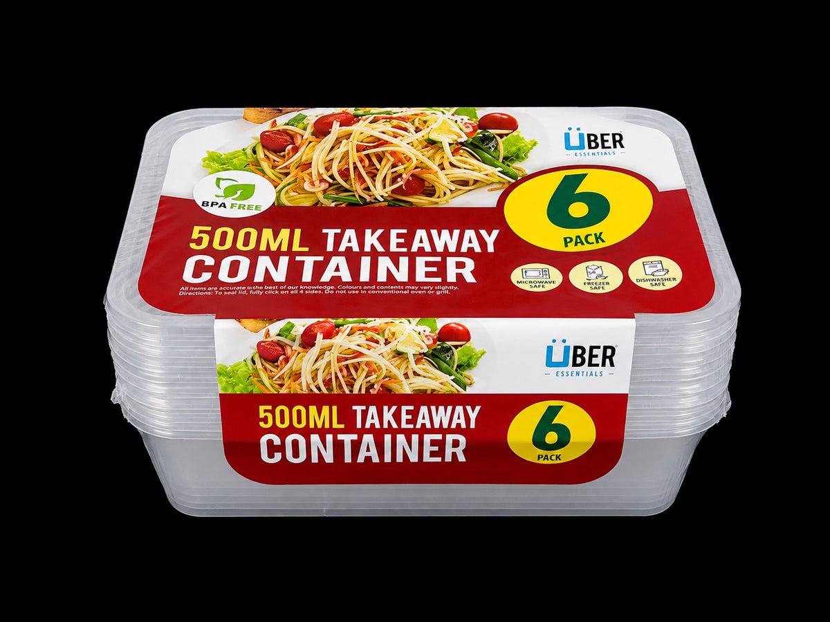Reusable Food Container Rect 6pk 500ml