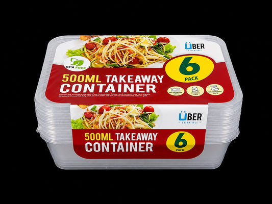 Reusable Food Container Rect 6pk 500ml
