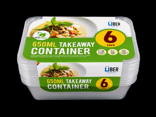 Reusable Food Container Rect 6pk 650ml