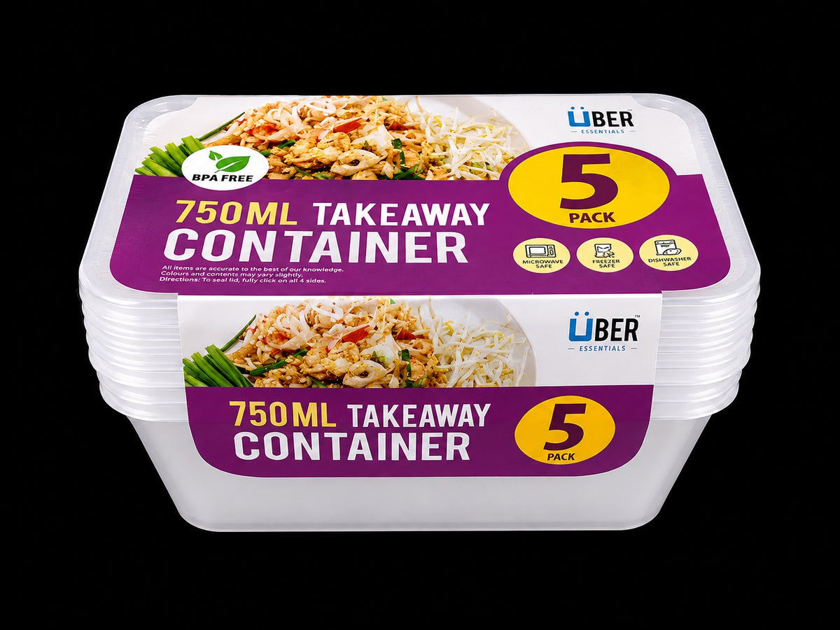 Reusable Food Container Rect 5pk 750ml