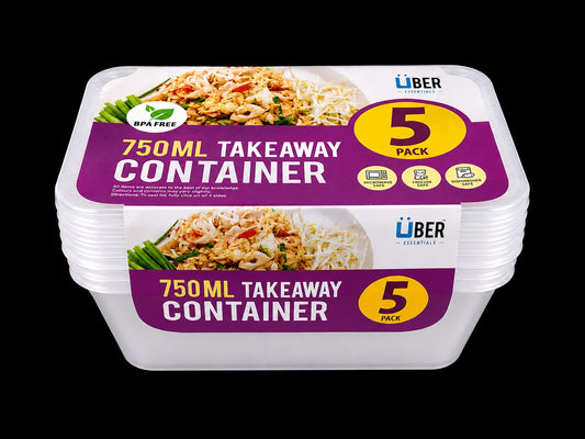 Reusable Food Container Rect 5pk 750ml